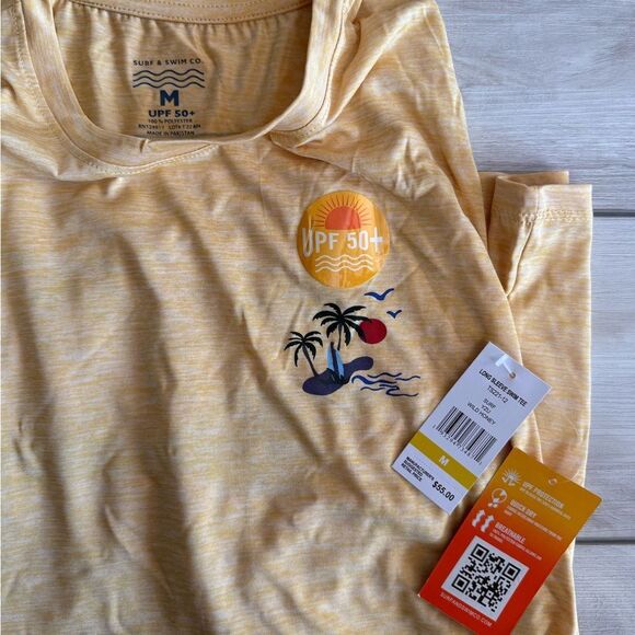 Surf & Swim Co Long Sleeve Swim Tee Wild Honey M NWT IN PACKAGE - Picture 3 of 5
